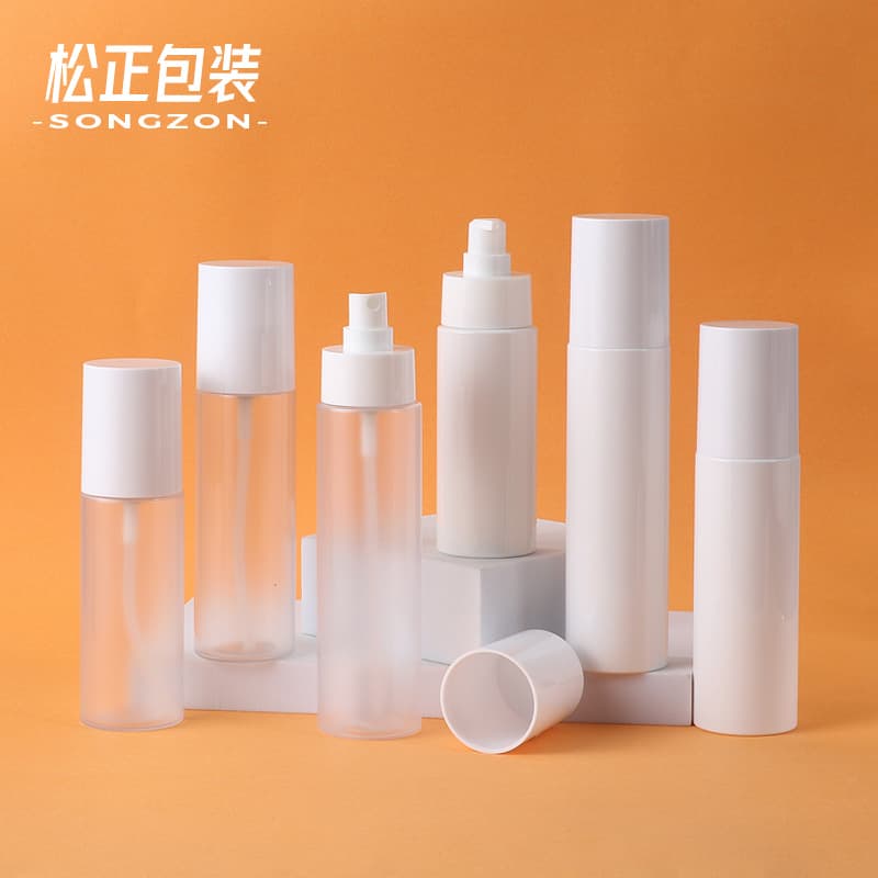 In Stock 80ml 100ml 120ml Press Pump Lotion Bottle Plastic PET Full Cover Hydrating Spray Bottle Toner Bottle