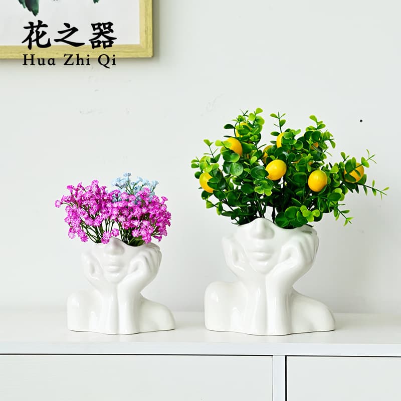 Flower Vessel Cross-border Human Body Vase Art Vase Nordic Home Decoration Ceramic Vase White Ceramic Flower Holder