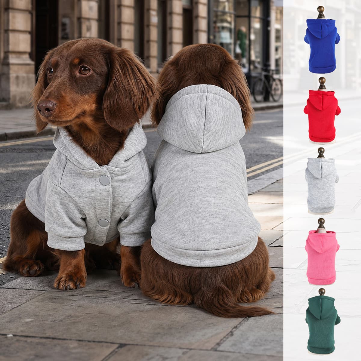 Wholesale Pet Clothing Dog Cat Clothes Solid Color Hooded Zip-Up Sweatshirt Teddy Bichon Puppy Universal