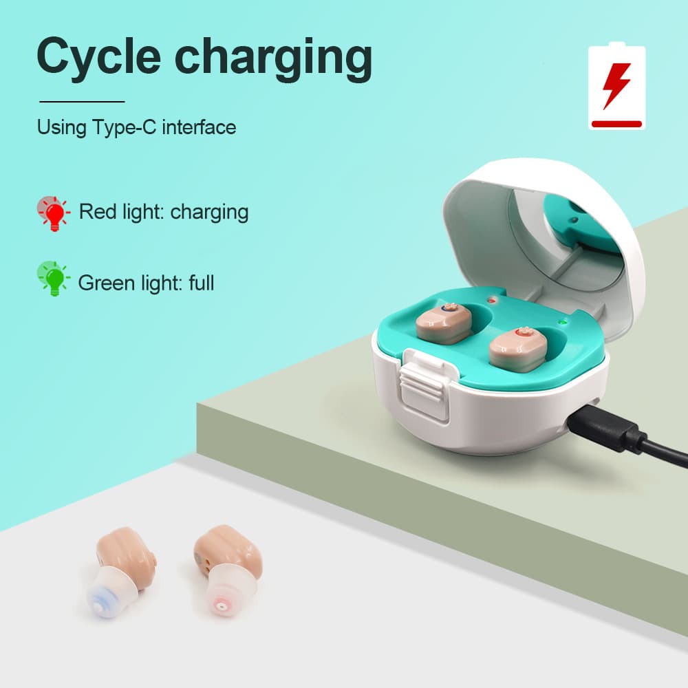 Hearing Aid with Charging Case, Cross-Border Supply, English Version, Hearing Aid Sound Amplifier, Noise Reduction Hearing Headphones
