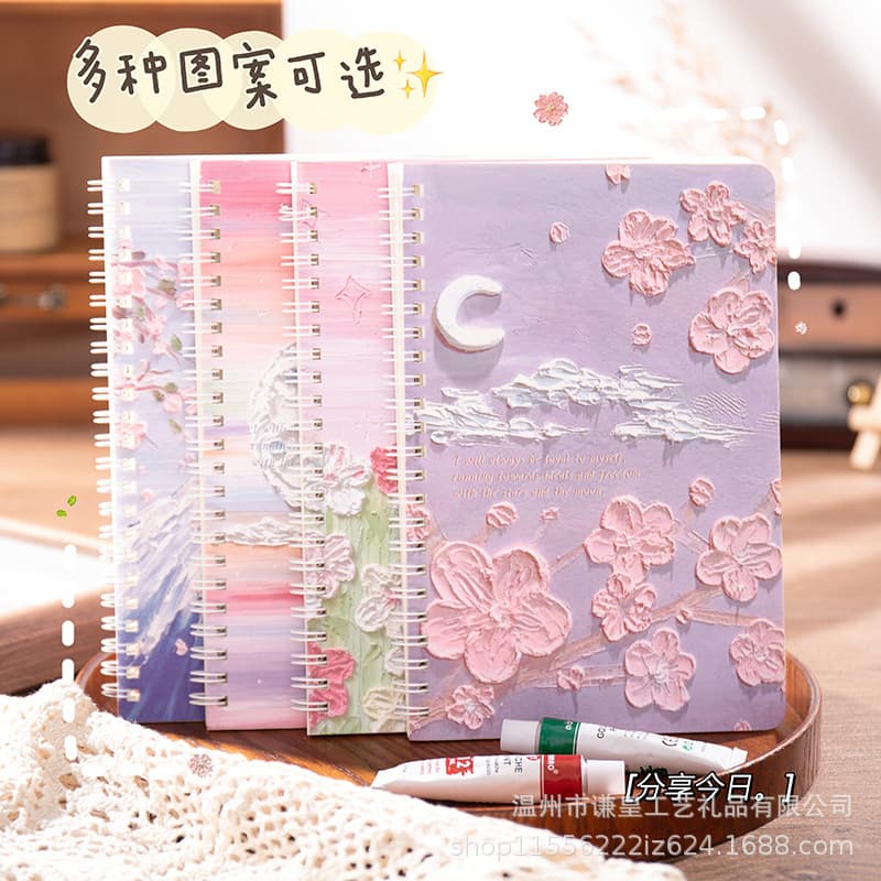 ins oil painting landscape A5 coil student diary cute stationery notepad thickened horizontal line notebook