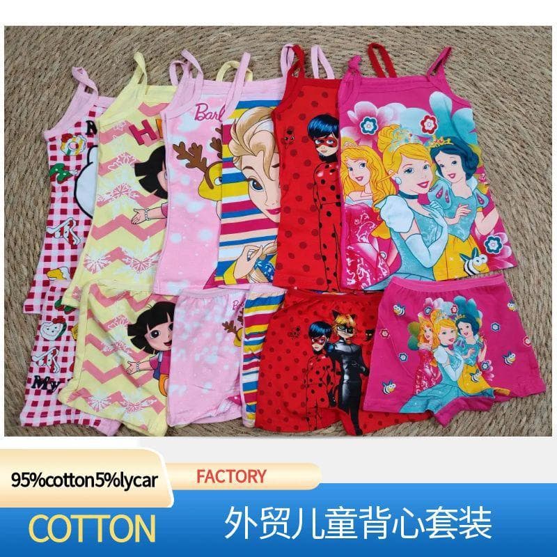 High-Quality Export Children's Vest Set, Summer Cartoon Vests for Boys and Girls, Two-Piece A-Class Loungewear