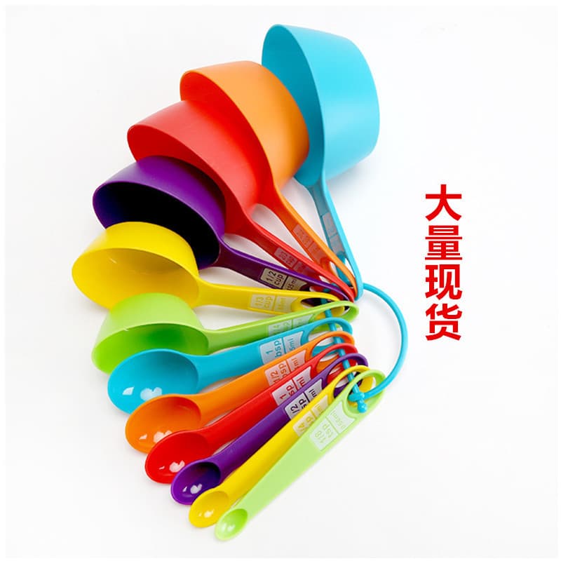Factory Supply 12-Piece Measuring Cup and Spoon Set, Colorful Plastic Measuring Spoons and Cups, Baking Gadgets