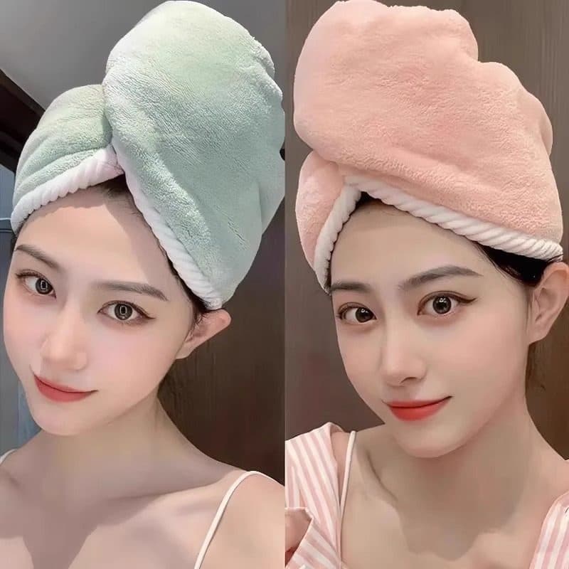 Dry hair cap for women, water-absorbent double-layered thickened 2025 new turban, shampoo and wipe hair, super quick-drying towel shower cap