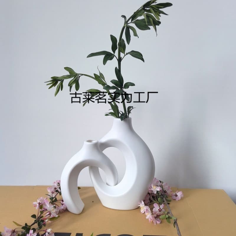 Plastic Imitation Ceramic Vase Ornaments, Living Room and Office Decorations, Hydroponic Flower Vases, Desktop Decorations, Nordic Style Flower Vessels