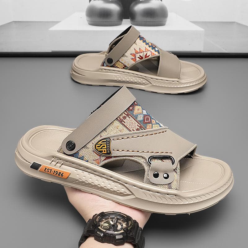 2025 Summer New Stitched Slide Sandals Cross-Border Korean Style Casual Versatile Fashion Outdoor Personality Men's Slippers