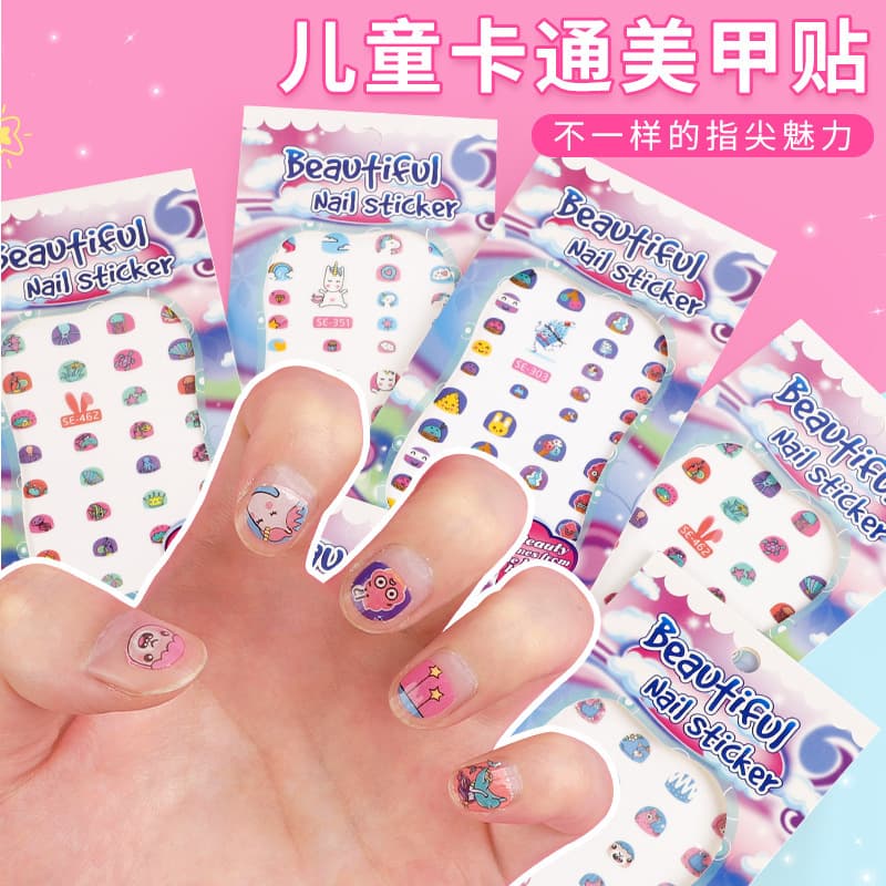 Children's Nail Stickers Girl Baby Cute Cartoon Nail Art Stickers Waterproof Finger Stickers Learning Small Stationery Stickers