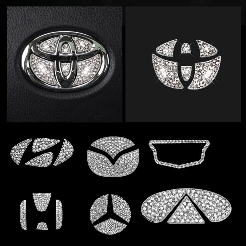 Creative Stylish Car Steering Wheel Decorative Stickers Women's Car Interior Decoration Rhinestone Inlaid Vehicle Label