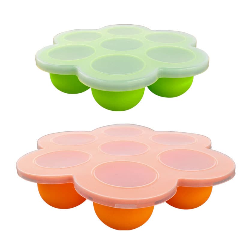 Large 7-Cell Silicone Baby Food Storage Container with Lid, Ice Cube Tray Mold, Silicone Snack Freezer Storage Box
