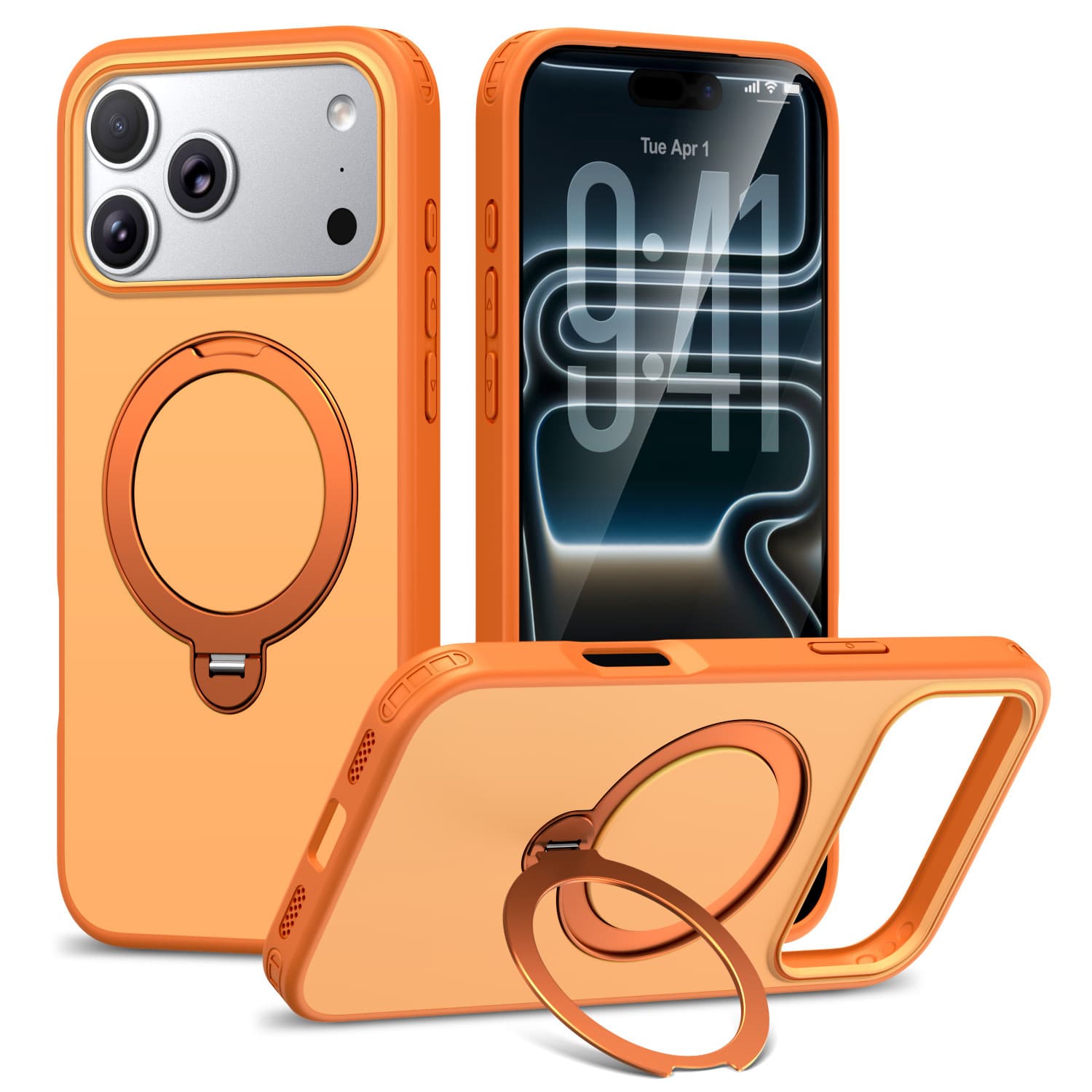 Compatible with iPhone 17 Pro Max Phone Case 360 Rotating Fulcrum Stand Apple 16E Cross-Border Airbag Drop Protection 15