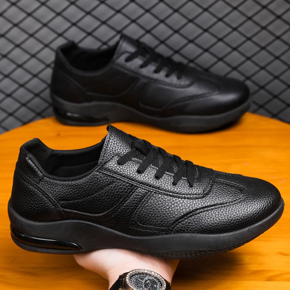Men's Casual Shoes Summer Hollow Breathable Leather Shoes Men Soft Sole Versatile Outdoor Sports Shoes Black Men's Shoes