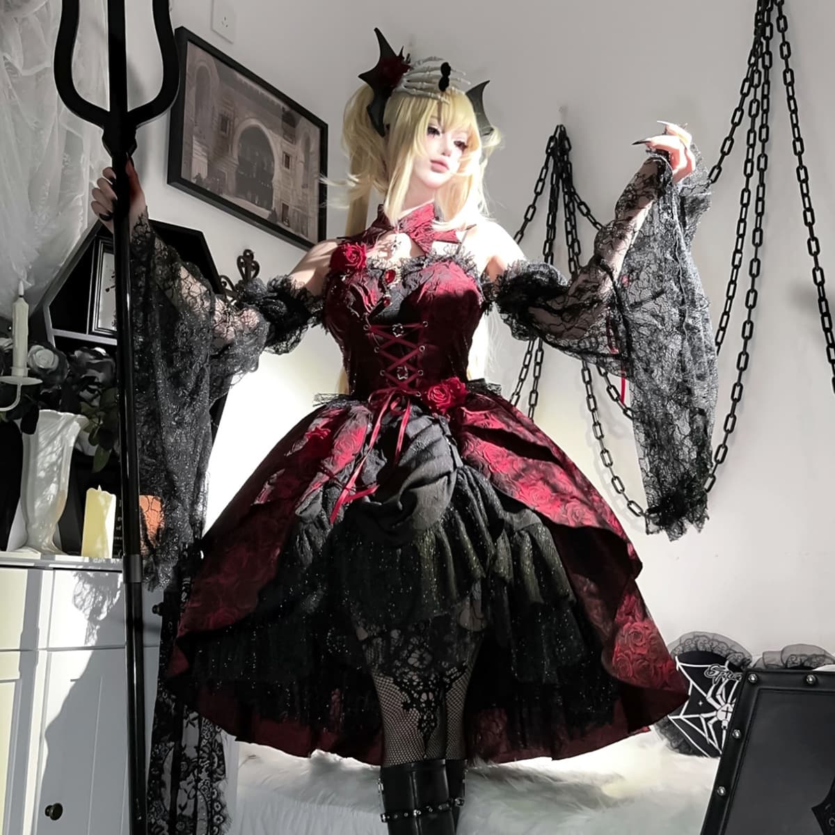 Xiong Doujiang Original Rose Dish Lolita Dress for Women, Cute and Sweet Everyday Dress 7109