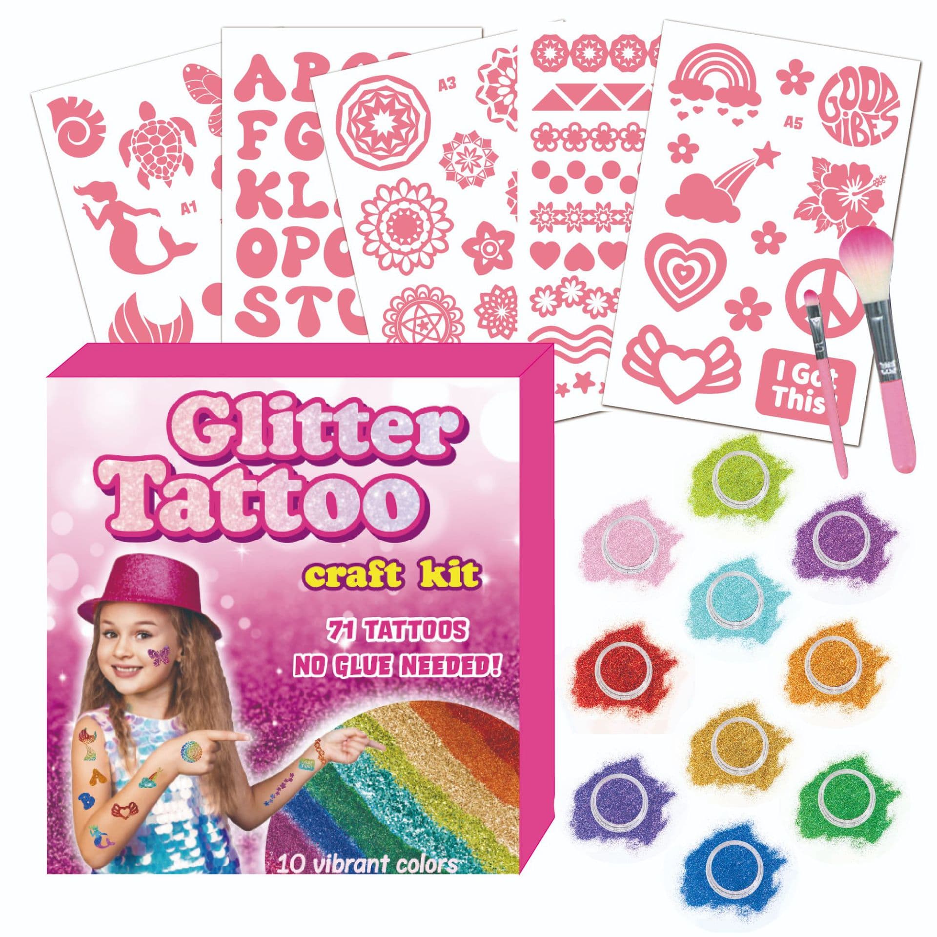 Glitter Tattoo Kit for Kids DIY Body Glitter Diamond Painting Set