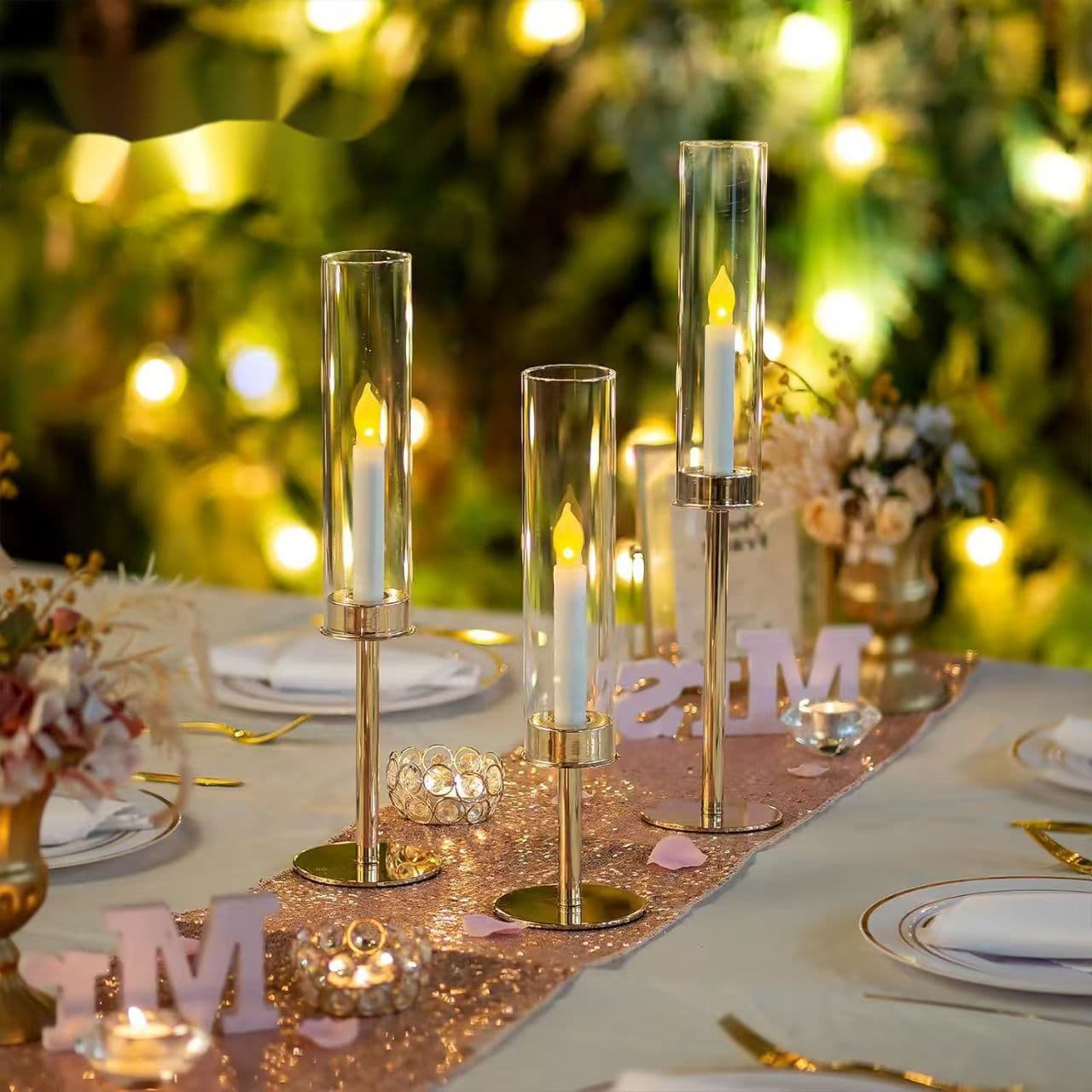 Cross-border wedding props glass tube gold electroplated small candlestick wedding birthday party acrylic candlestick decorations