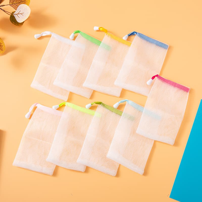Wholesale ribbon drawstring netting for handmade soap, foaming netting bags, bubble wrap, and bubble bags for handmade soap.