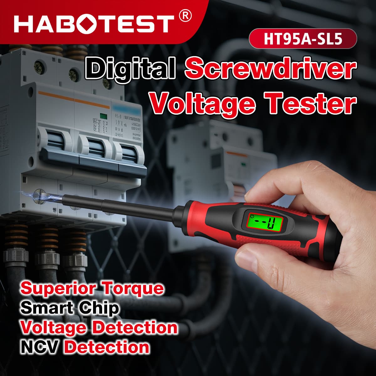 HABOTEST HT95A Flat/Phillips Screwdriver Voltage Tester with Smart Induction, for Electricians