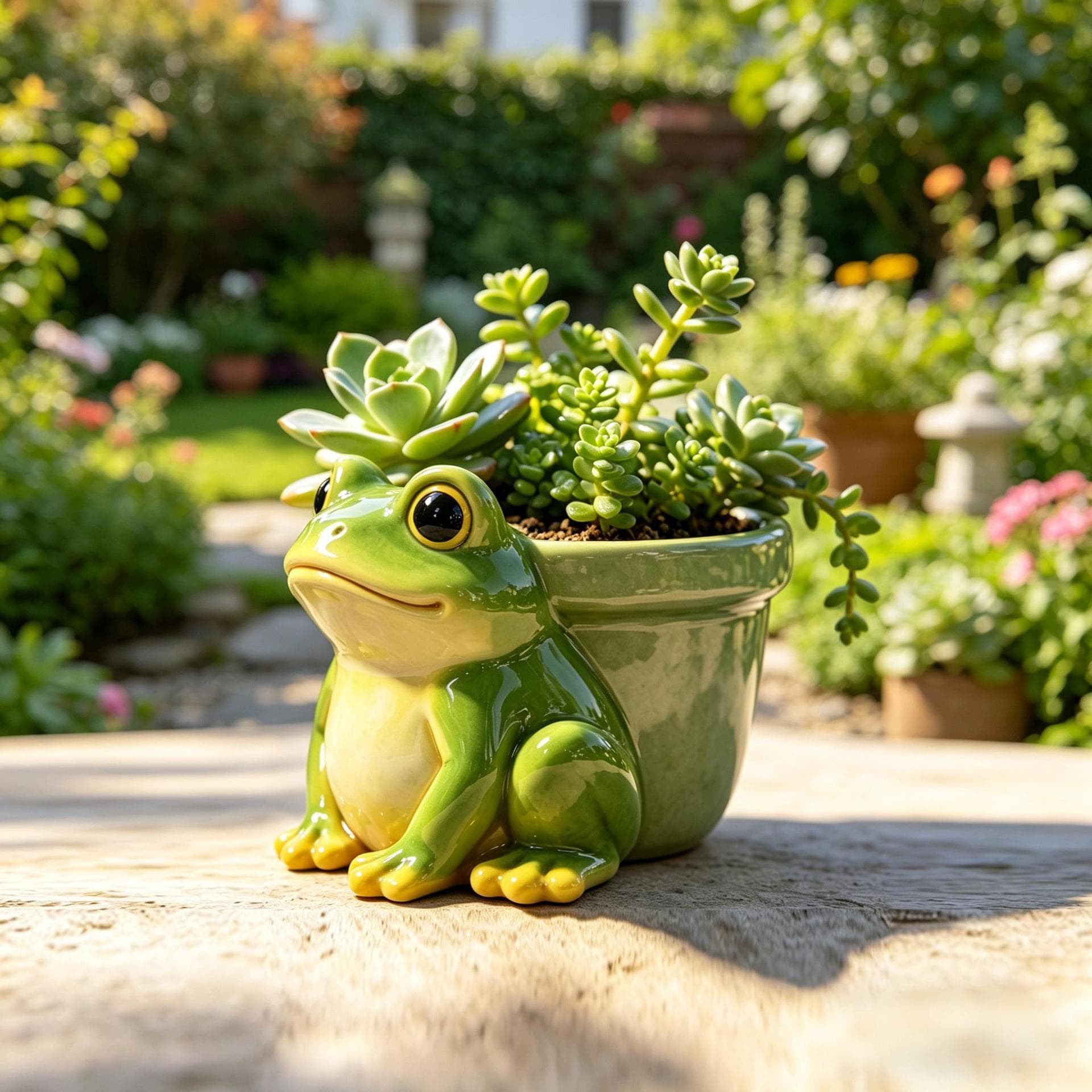 Original Factory-Made Popular Crafts Statue Garden Courtyard Balcony Outdoor Decoration Frog Flower Pot Resin Ornament