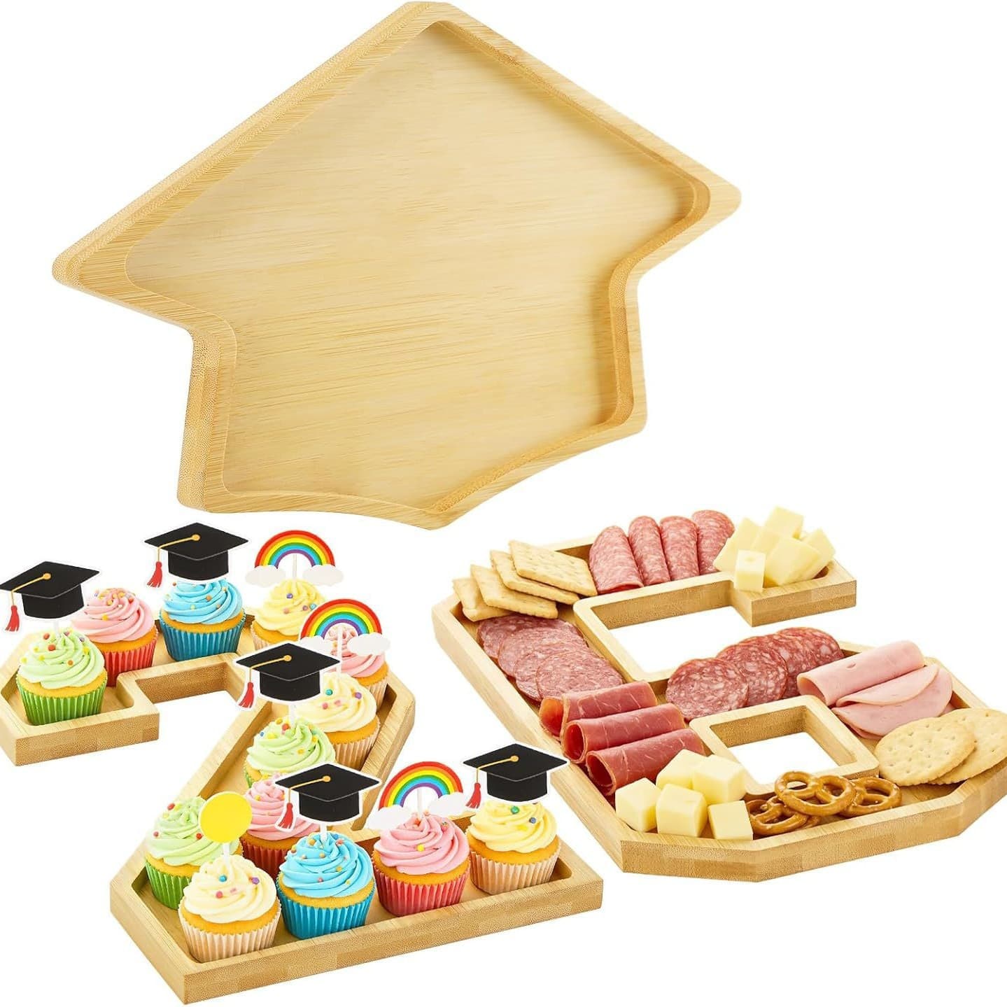 In-Stock Wooden 26 Graduation Trays 2026 Graduation Cap Display Tray Graduation Party Table Decoration Tray