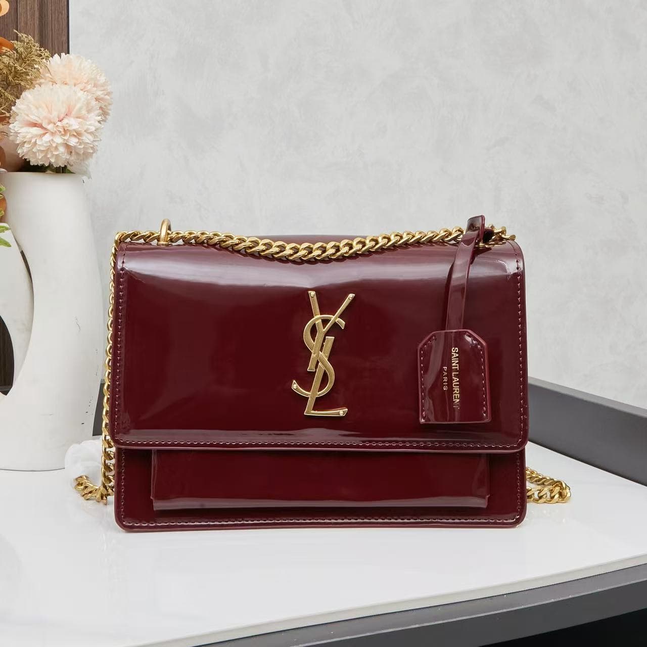 Women's Vintage Patent Leather Sunset Messenger Crossbody Bag Versatile Large Capacity Fashion Square Bag