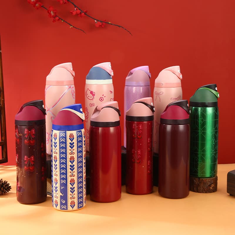 Stainless steel thermos fruit cup wholesale pop-up cover ice cup cold storage double drinking mouth sports water bottle popular cup