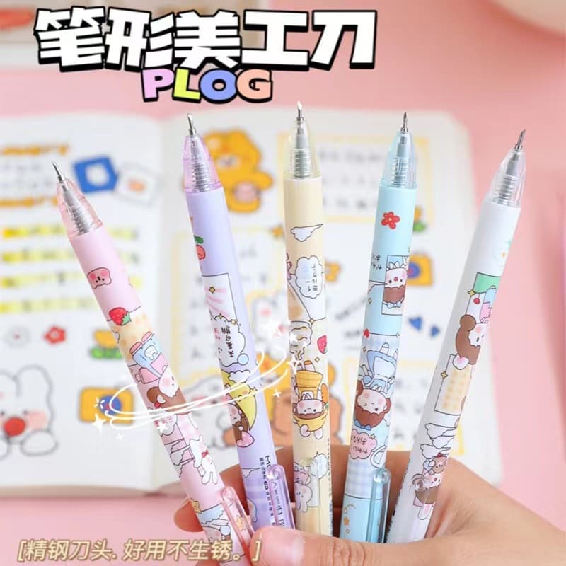 High-Aesthetic Retractable Craft Knife, Cute Cartoon Student Scrapbooking Carving Knife, Wholesale Push-Type Paper Cutter