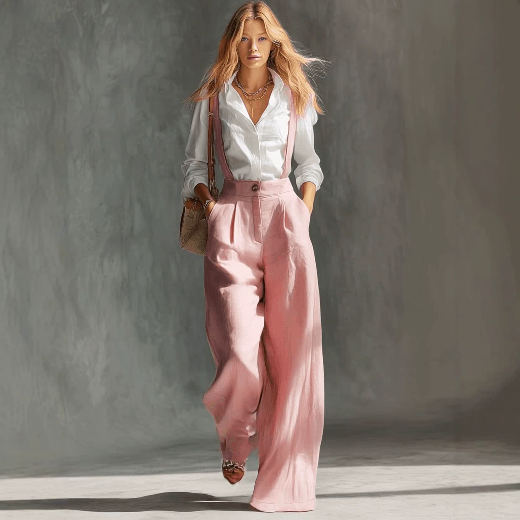 New European and American Cross-Border Women's Loose Trousers Spring and Autumn Fashion Elegant Overalls Solid Color Pockets Versatile Wide-Leg Pants