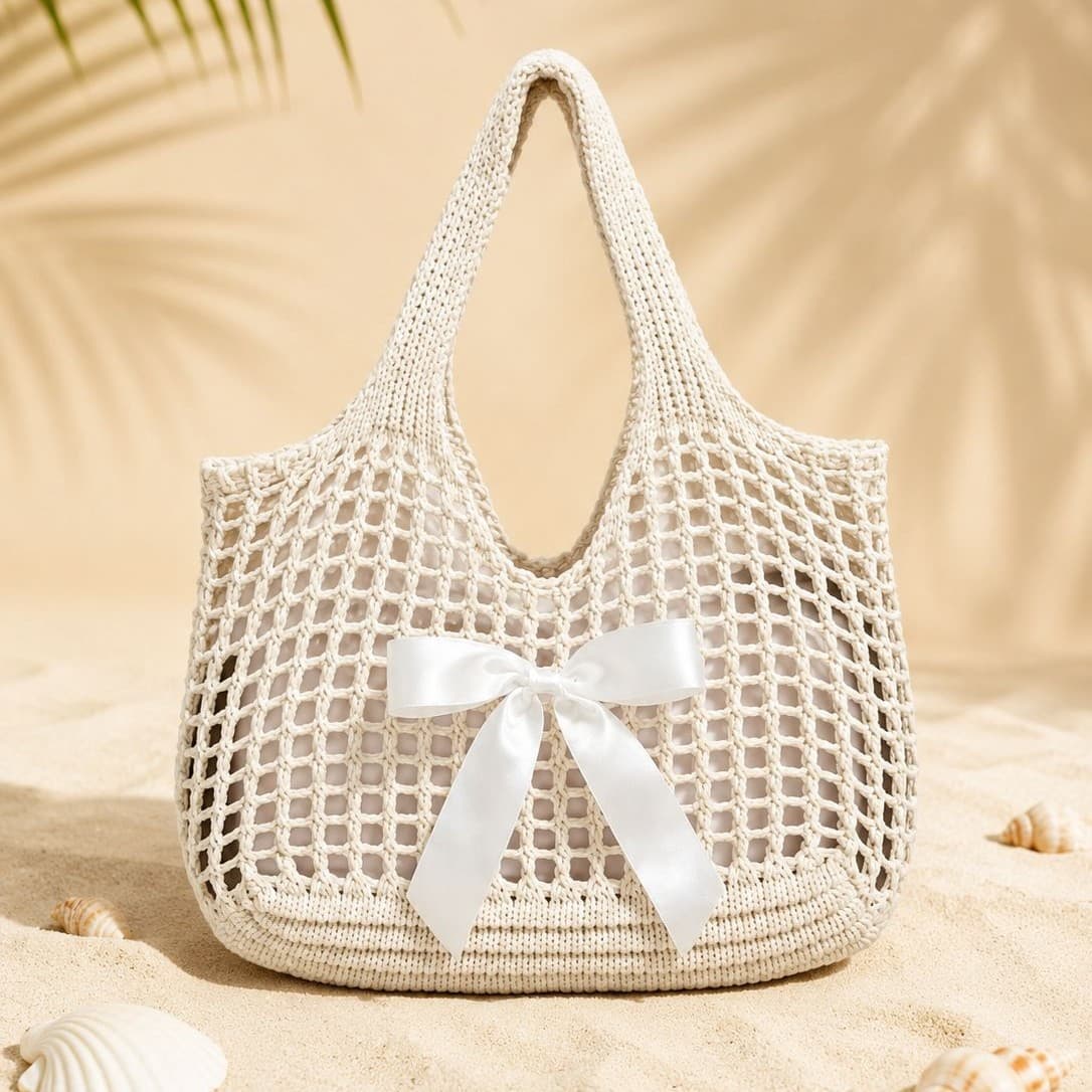 2026 New Knitted Woven Bag Women's Bag Summer Lazy Wind Large Capacity Straw Bag Seaside Vacation Beach Bag