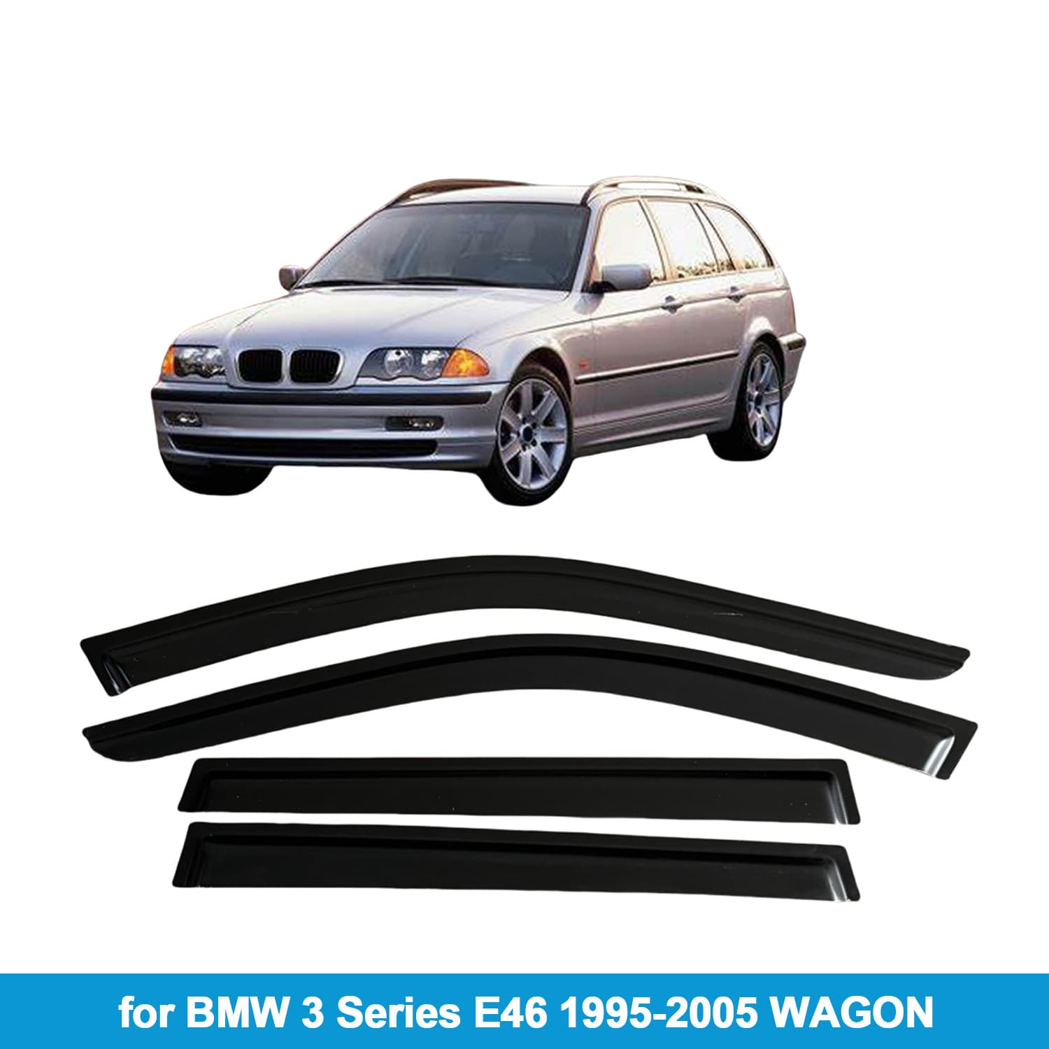 Compatible with BMW 3 Series E46 Wagon 1995-2001 Rain Guards Side Window Deflectors