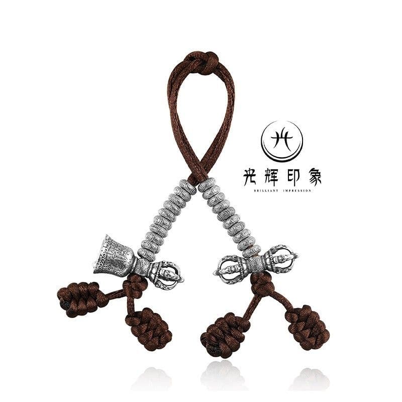 Antique Counting Vajra Bell Chiseled Pattern Latent Pattern Bead Counting Vajra Bell Accessories