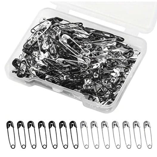 150 pieces portable flat box multi-color small size safety pins 19mm long home decoration fixed small pins