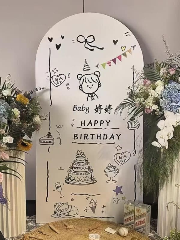 Ins-style 1st Birthday Party Decoration Scene Background Wall Baby Boy Girl Party Kt Board Premium Look