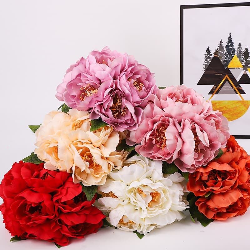 New Peony Bouquet Handheld Artificial Flower Home Decor Wedding Bride Bouquet Simulation Flower Wholesale Artificial Flowers