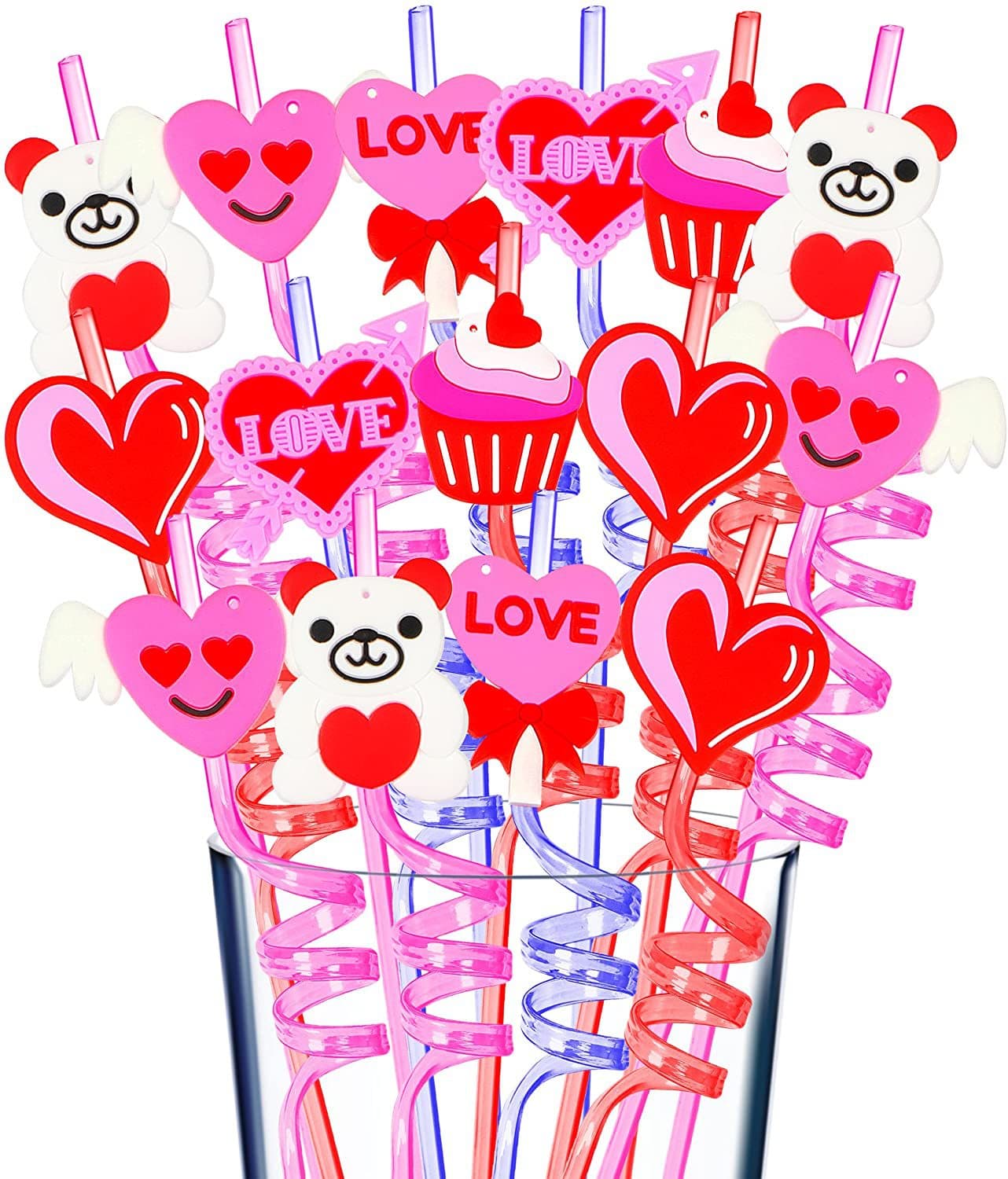 Girls' Day Bear Heart Matching Spiral Straw Manufacturer Curved Color Bar Creative Xiaohongshu Set Party