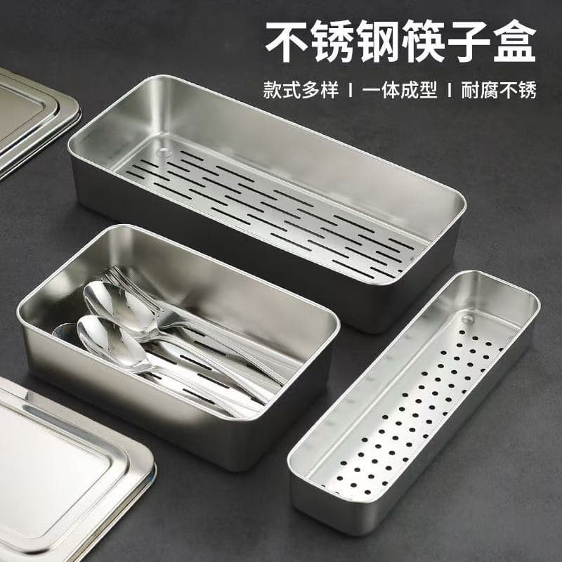 Factory direct 304 stainless steel chopstick box with lid, single-person portable utensil set for forks, spoons, and chopsticks