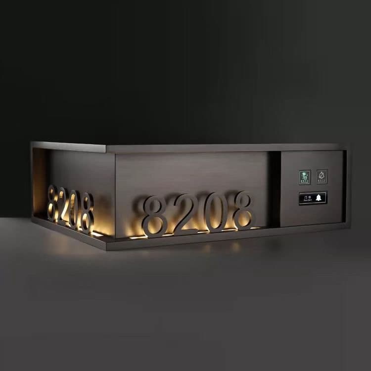 High-end Hotel Door Plate, Stainless Steel Illuminated Door Sign for Hotels