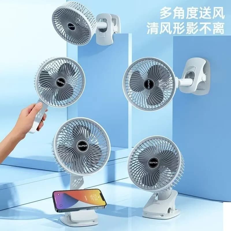 USB Rechargeable Silent Portable Small Fan, Desktop Clip-On Fan for Student Dormitory Bed, Handheld Electric Fan