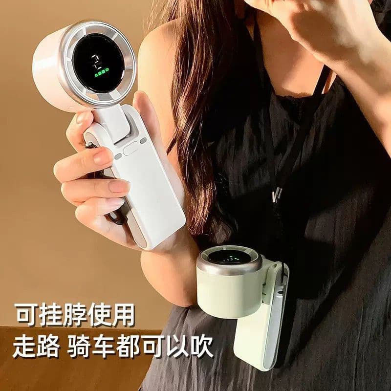 Handheld Fan Portable Neck Fan for Office Desk Dormitory Unisex with Digital Display Silent