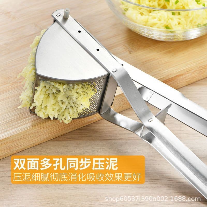 Stainless steel fine pressure hole mashed potato press for children's complementary food potato press with lid closed crushing tool