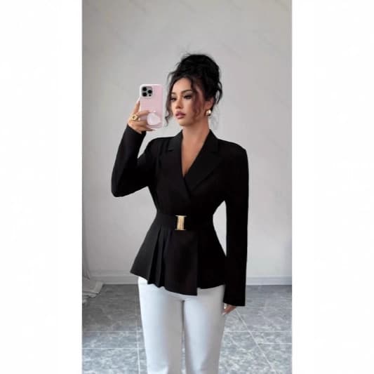 European and American Cross-Border Women's Autumn and Winter Elegant Commuting Casual Black Long-Sleeved Suit Jacket