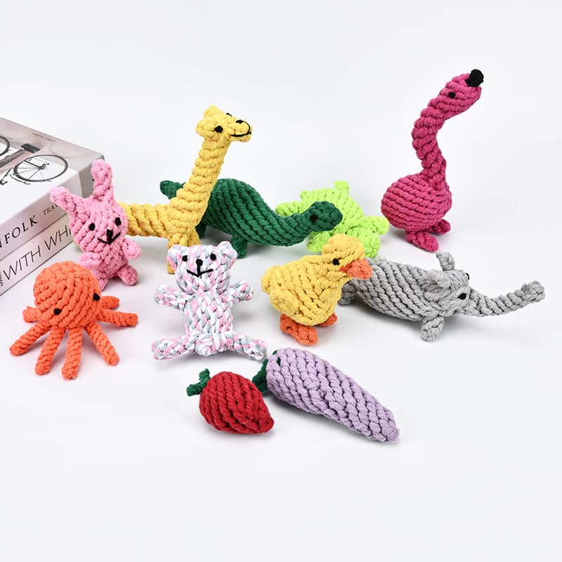 Dog Chew Toy for Teeth Cleaning, Self-Entertaining Animal-Shaped Silent Pet Toy for Cats and Dogs