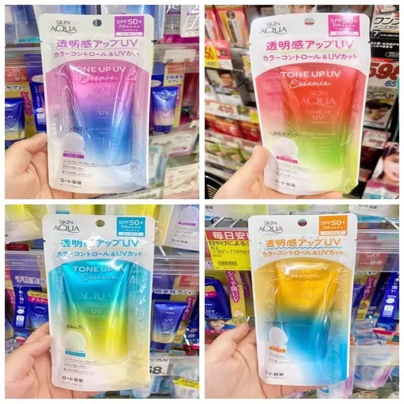 Cross-border Japanese Rohto sunscreen rainbow sunscreen lotion refreshing skinaqua isolation before makeup 80g SPF50+