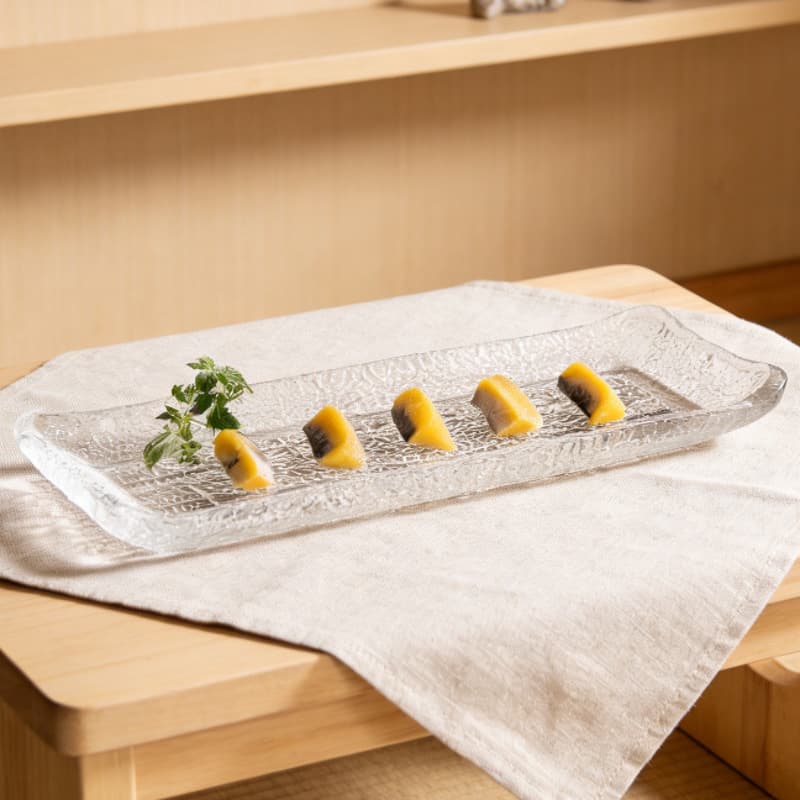 Japanese-style Stone Texture Rectangular Plate, Snack Plate, Sushi Plate, Creative Glass Plate for Home Dining, Sashimi Plating