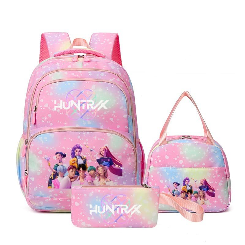 Witch Hunters Printed Backpack Teen Girl Student School Bag Children's Large Capacity School Bag Three-piece Set