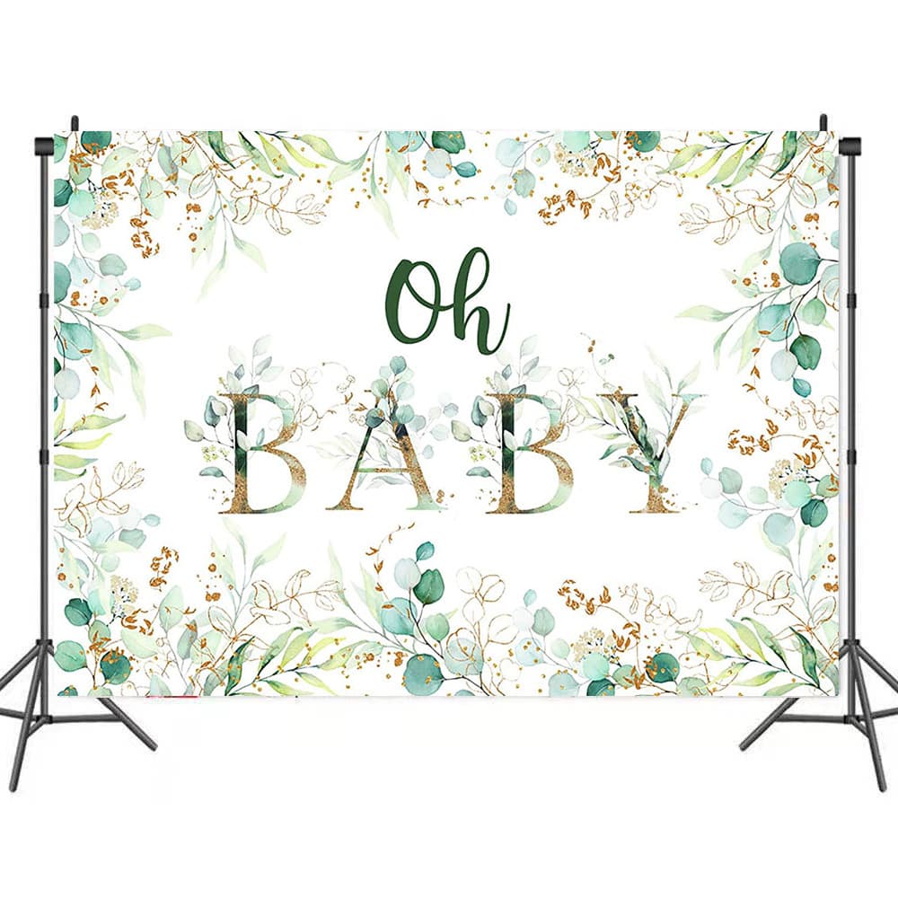Baby shower Golden eucalyptus leaves photography background cloth foreign trade Party Baby bath decoration banner wholesale
