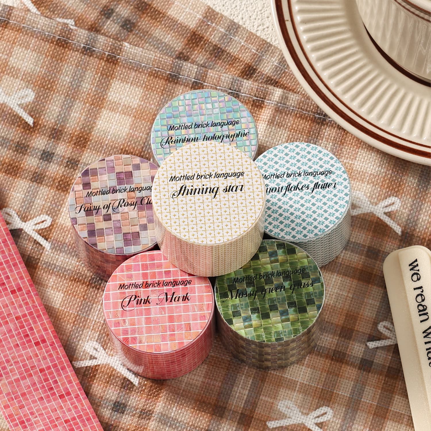 Cross-border Dark Phantom Tape Color Brick Language Series Soft Object Brick Pattern Handbook Color Brick Material Base Cycle Sticker