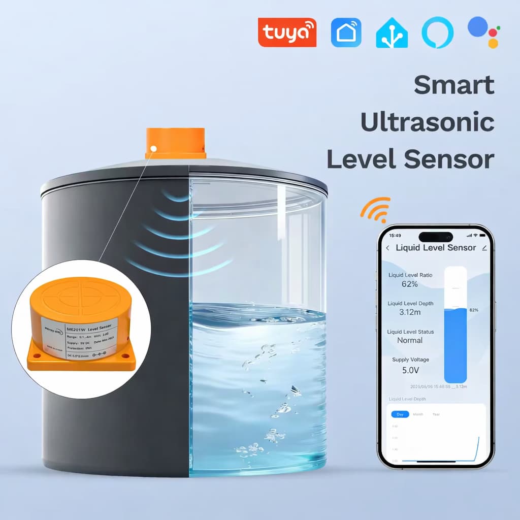 ME201W WiFi Ultrasonic Level Indicator Water Level Monitor