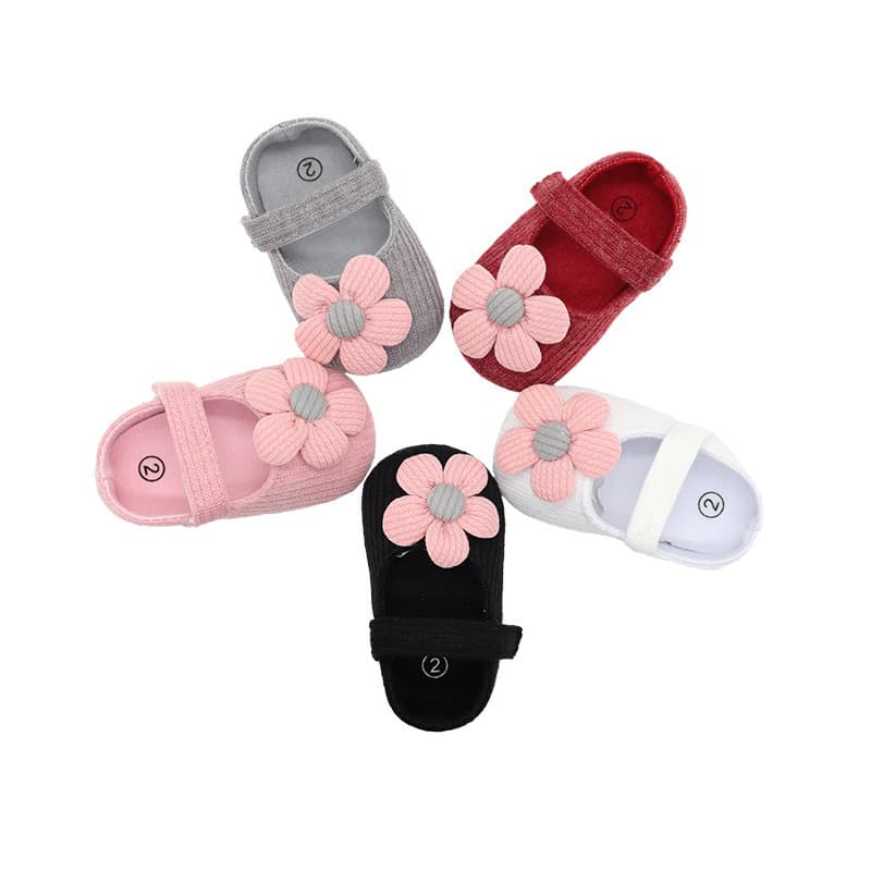 Spring and Autumn Baby Walking Shoes for 0-1 Year Old, 3-6-12 Months, Unisex Infant Flower Knit Shoes with Soft Sole