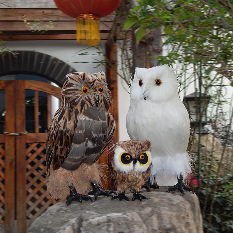 Simulated owl model ornaments, small owl dolls, simulated animals, birds, feather toys, decorations