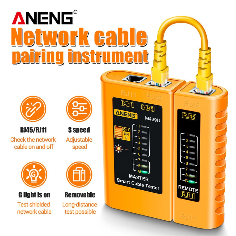 ANENG Network Cable Tester Multifunctional Network Cable Tester Dual-Use Telephone Line Tester Network Cable Wire Mapper