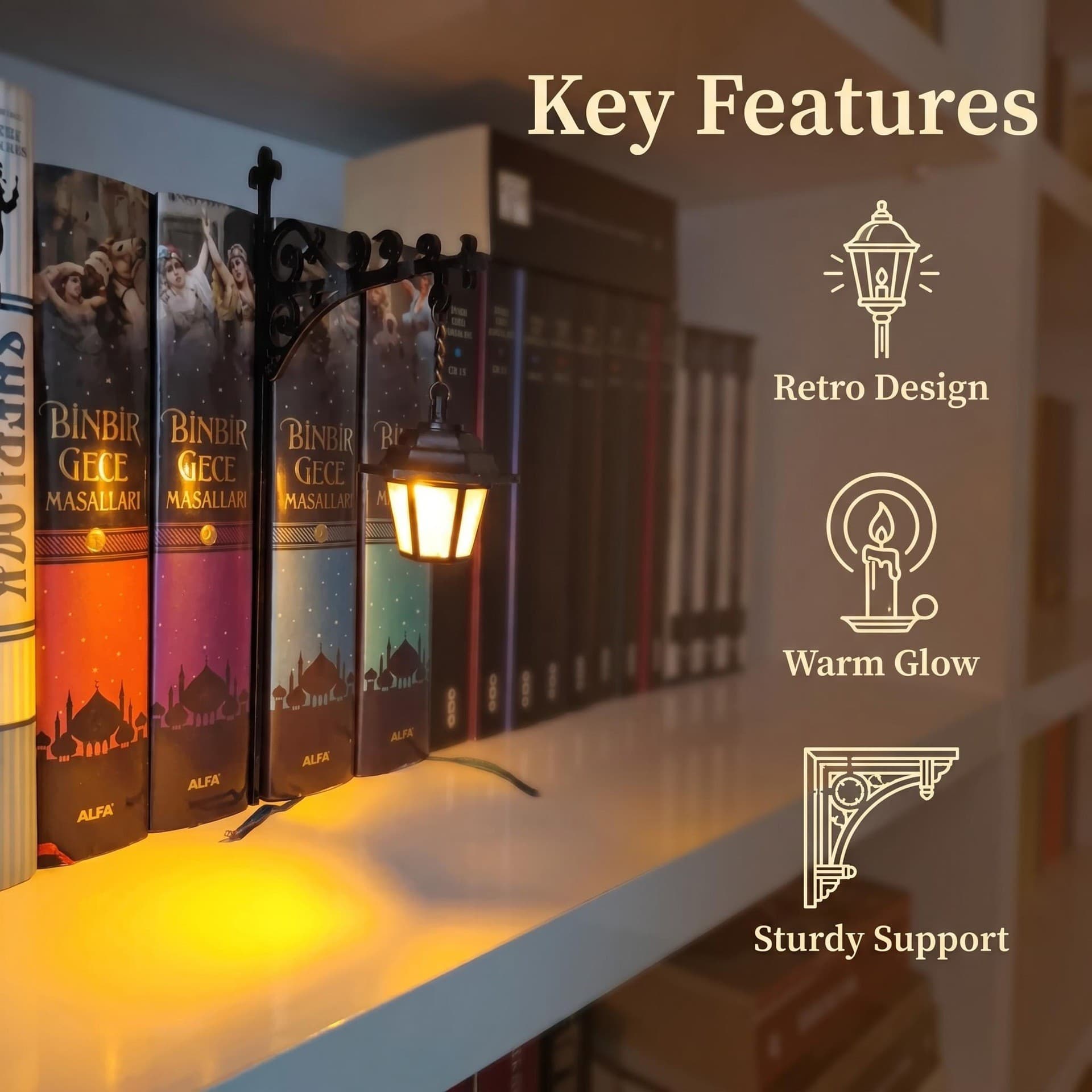 New Cross-border Bookshelf Lantern Light Library Bookshelf Lighting Iron Craft